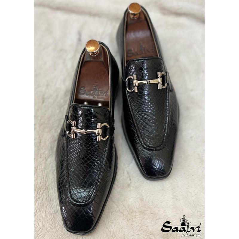 Black Patent Loafers With Buckle