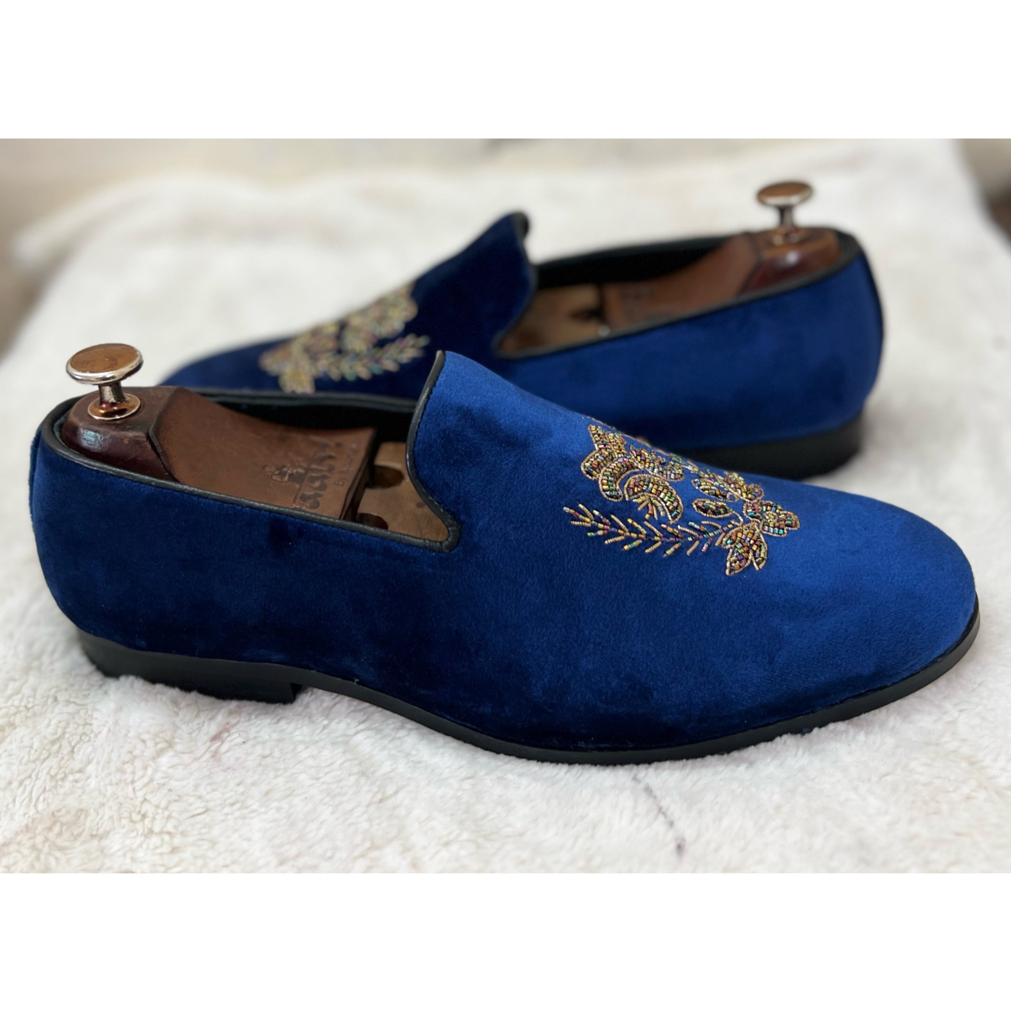 Blue Velvet Multi Colour Slipons