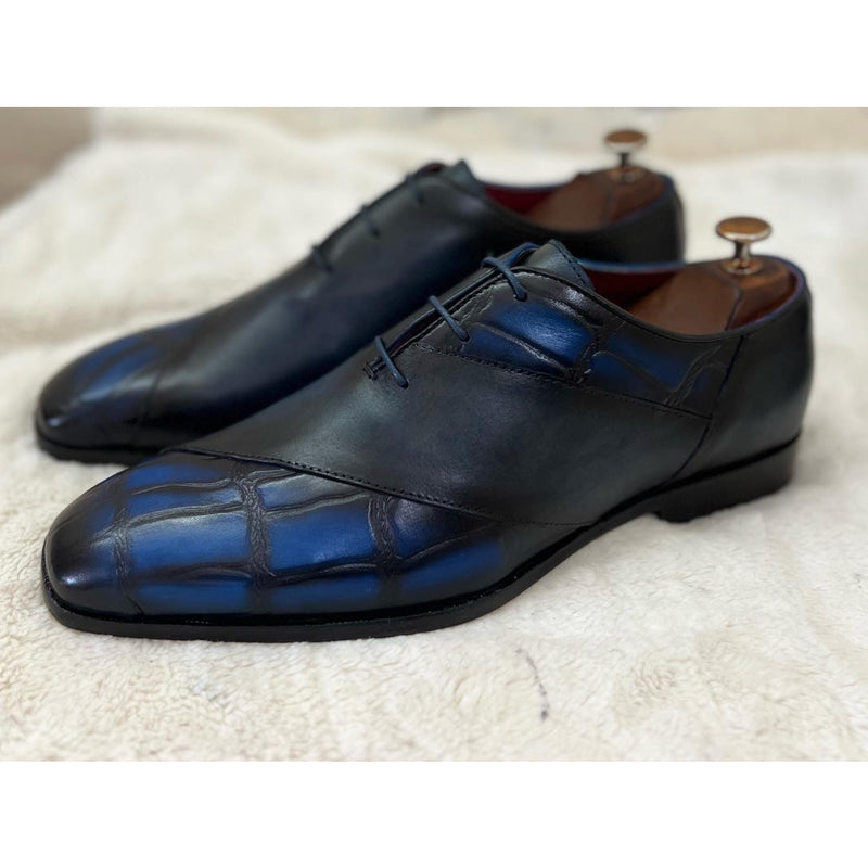 Blue Croco Wholecut - Hand Patina