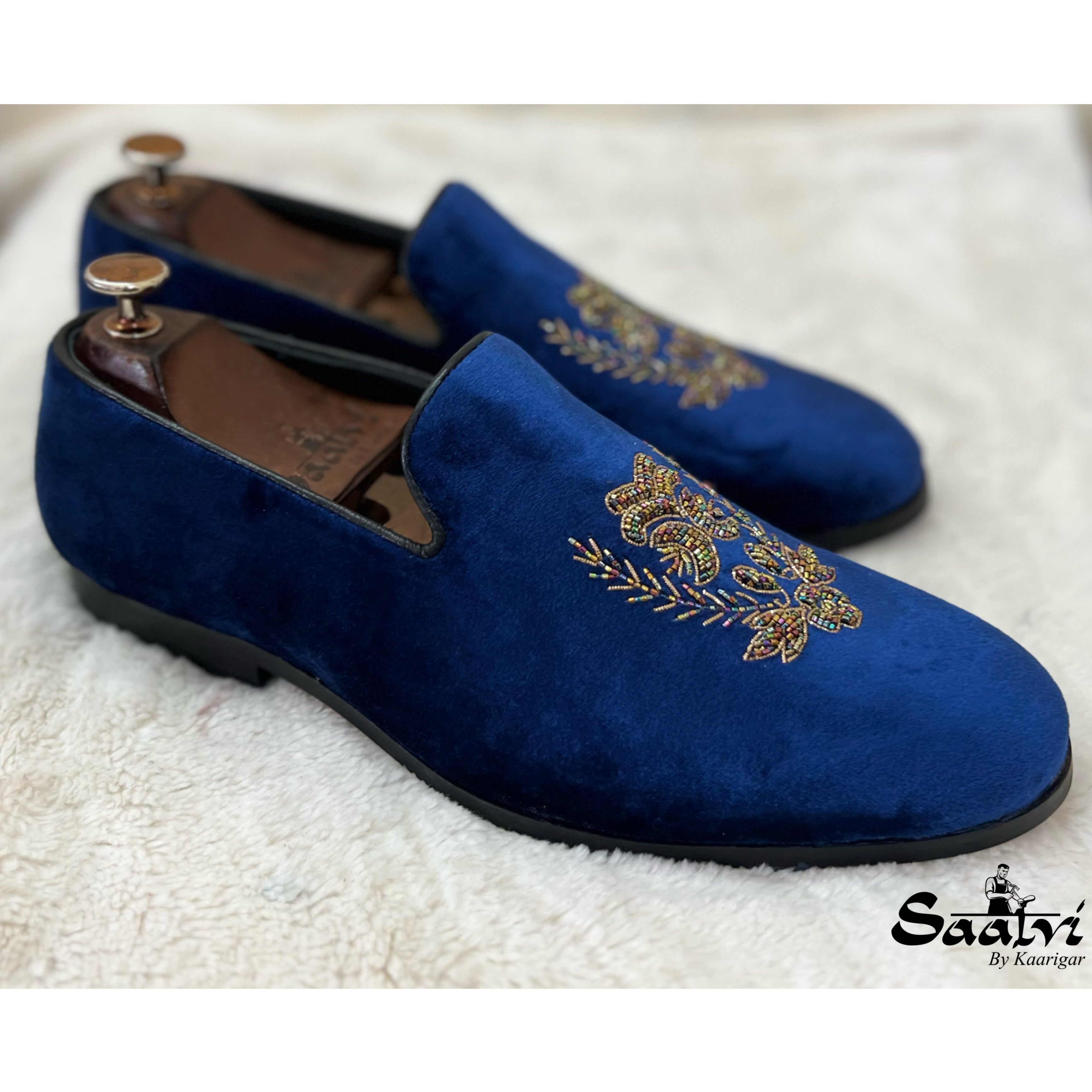 Blue Velvet Multi Colour Slipons