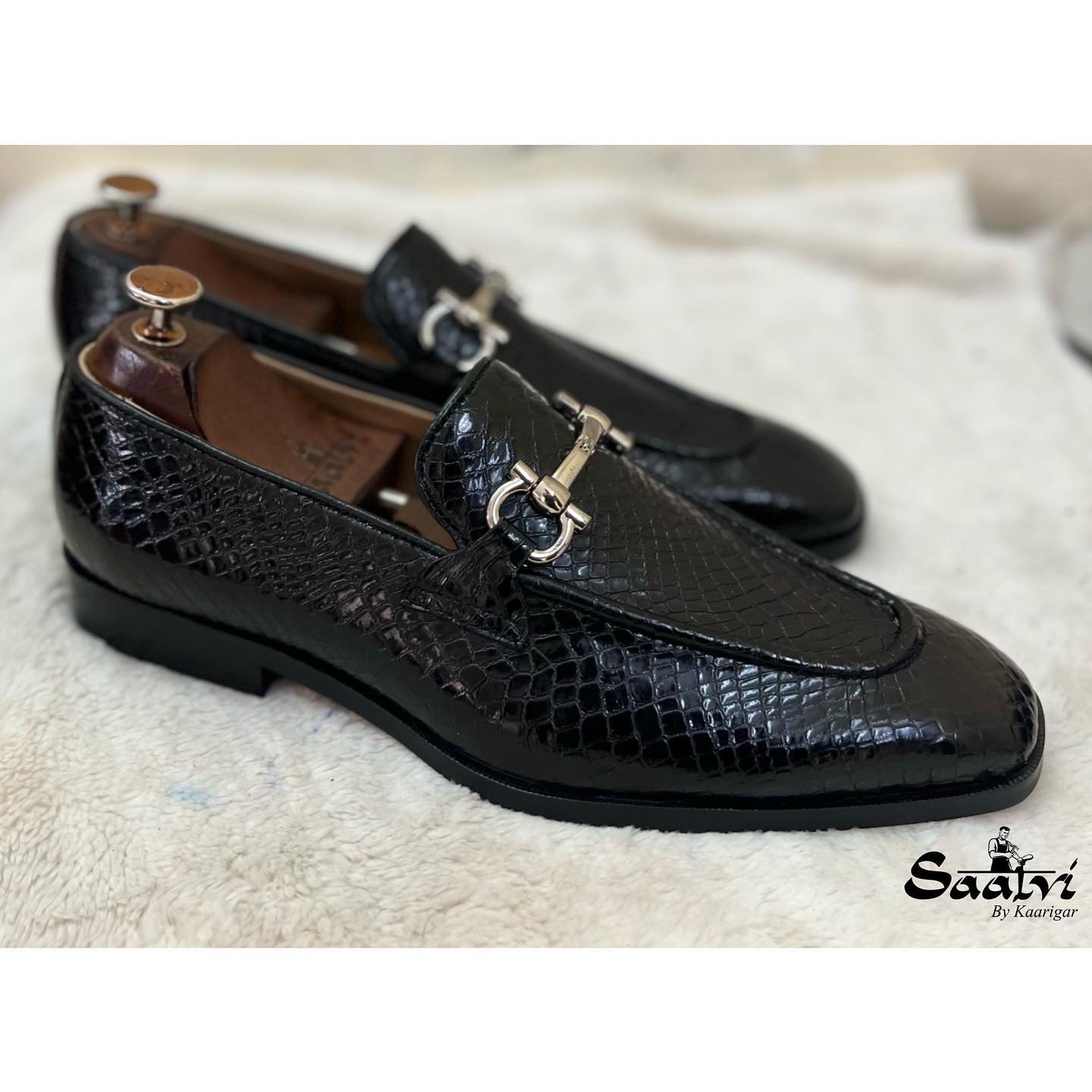 Black Patent Loafers With Buckle