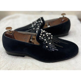 Tadeo Black Embroidery Slip-Ons