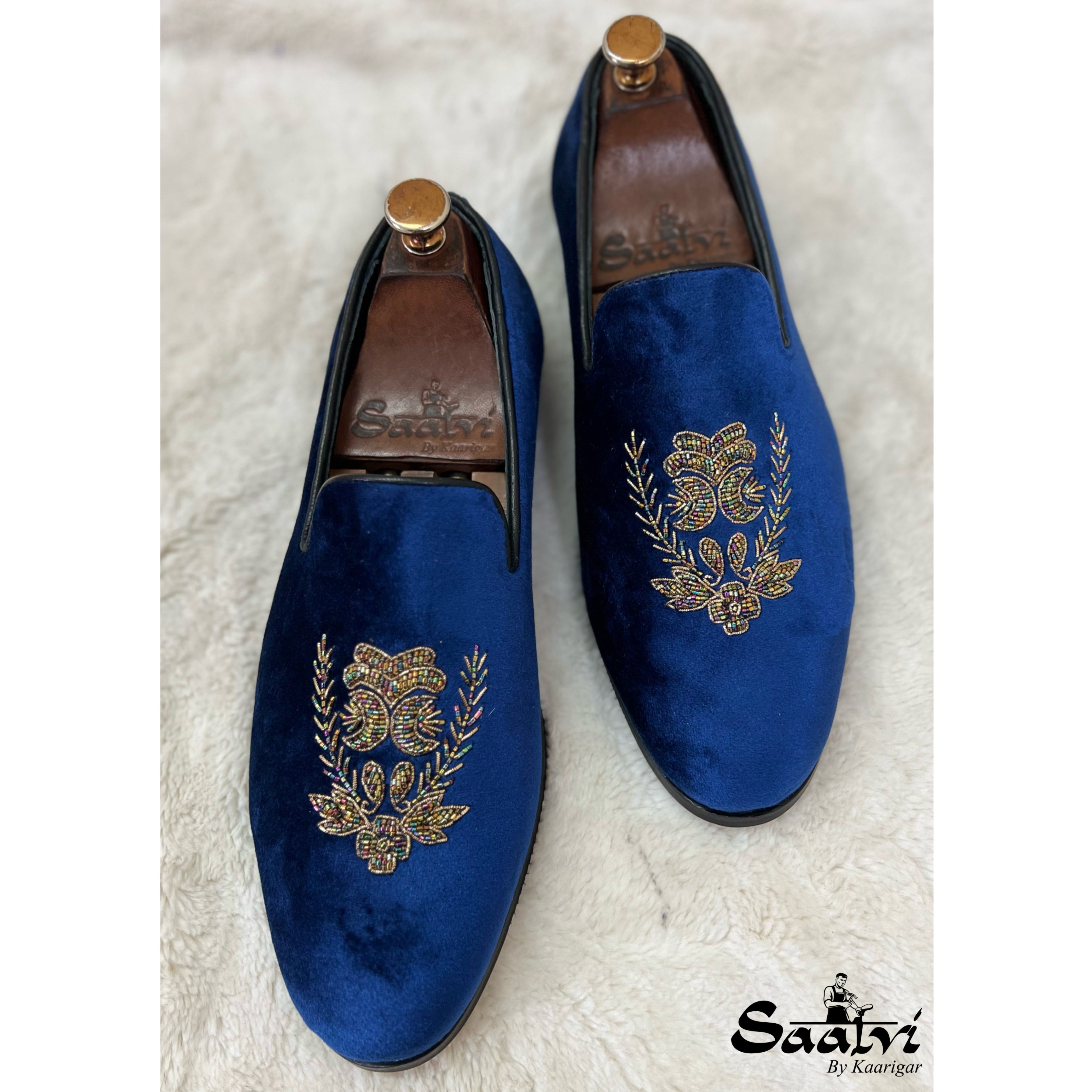 Blue Velvet Multi Colour Slipons