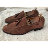 Brown Suede Loafers With Tassels