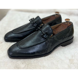 Snake Embossed Loafers Black