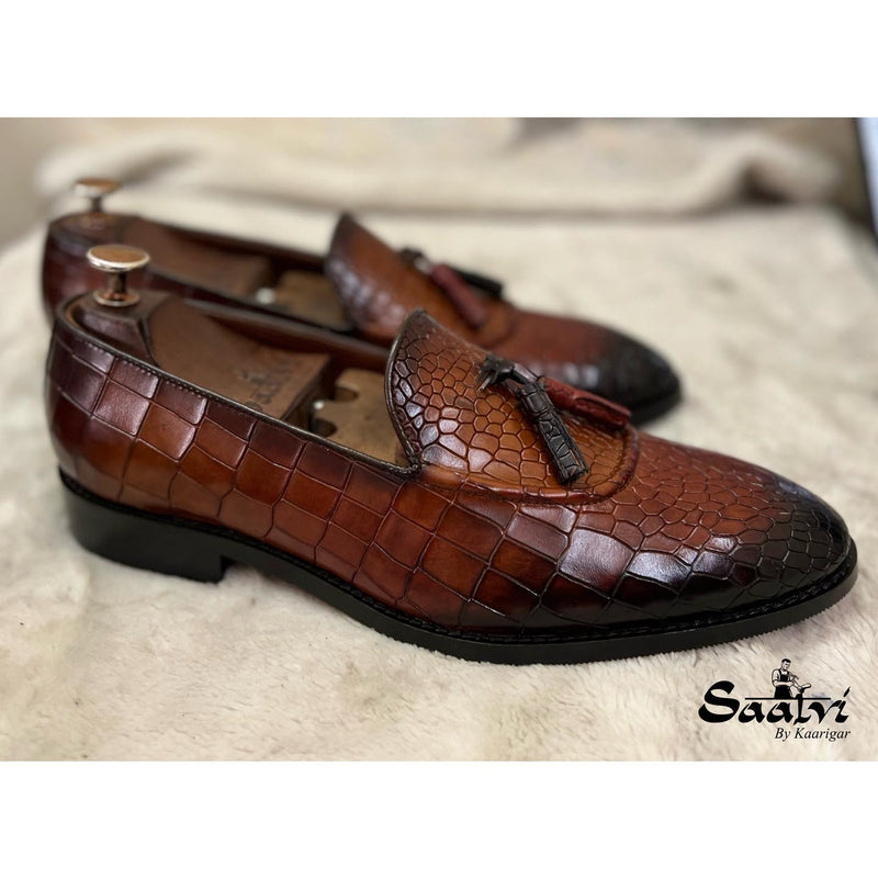 Crocodile Tassel Loafers Hand Finished