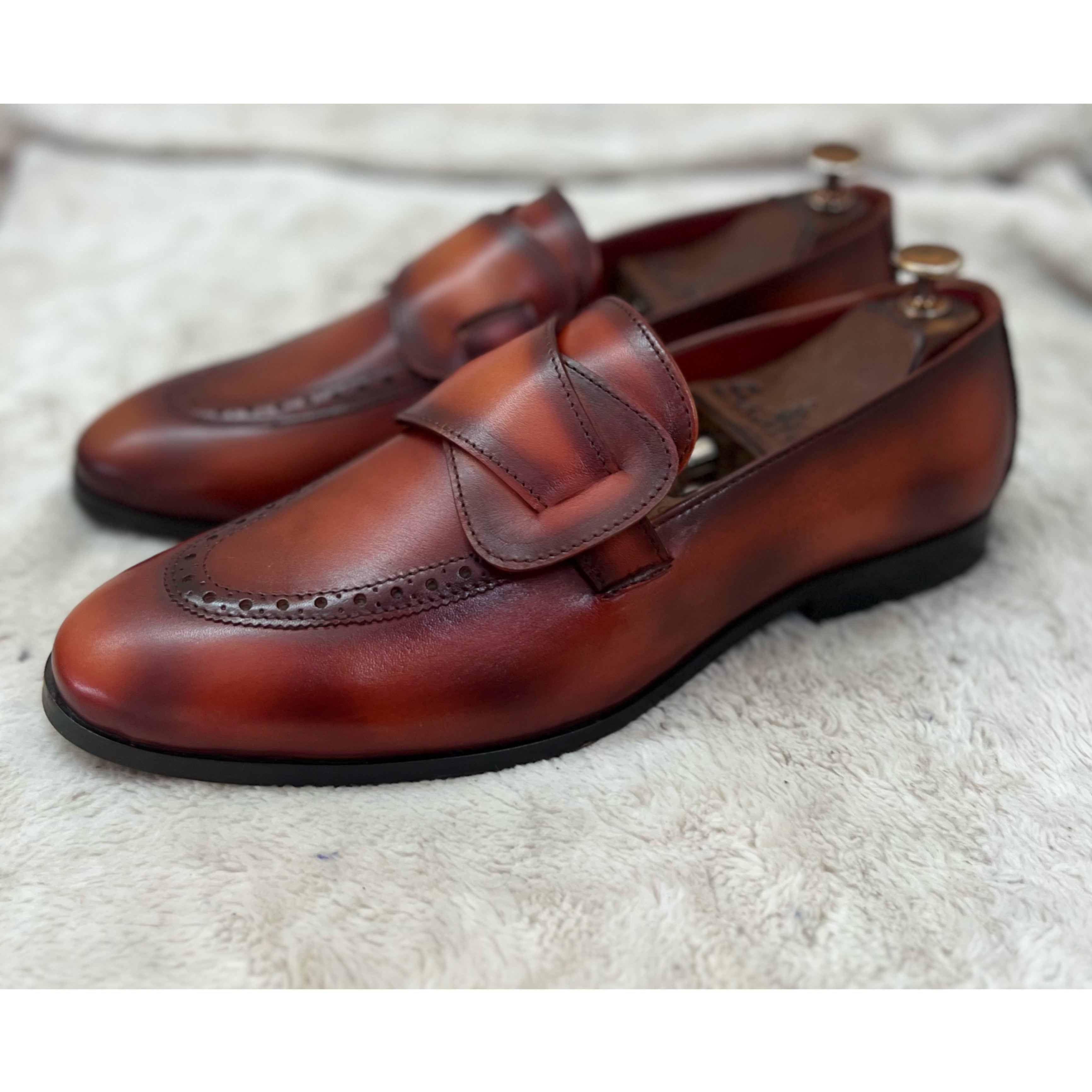 Butterfly Loafers Tan Hand Finished