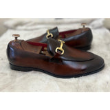 Brown Hand Finished Loafers With Buckle