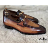 Saalvi Bespoke Custom Men's Tan Patina Loafers