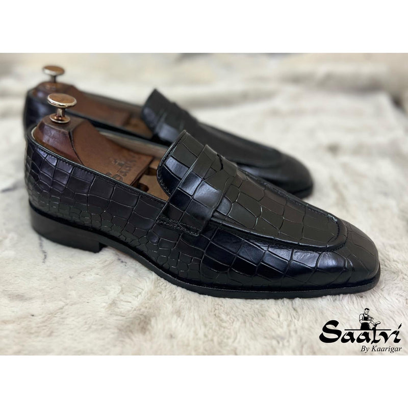 Penny Loafers Black Croco