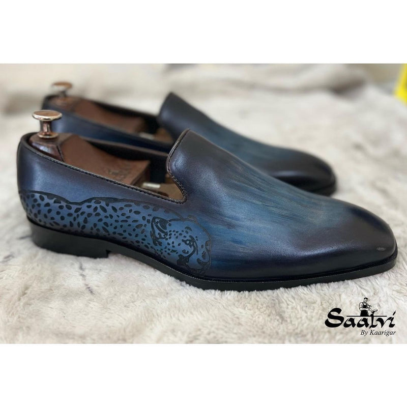 Blue Hand Patina Loafers Tiger