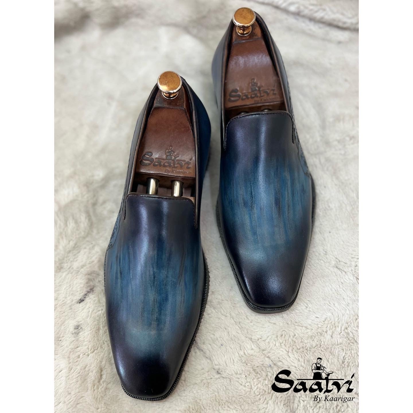 Blue Hand Patina Loafers Tiger