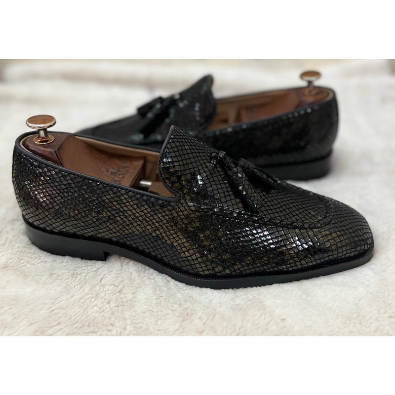 Snake Foil Loafers With Tassels