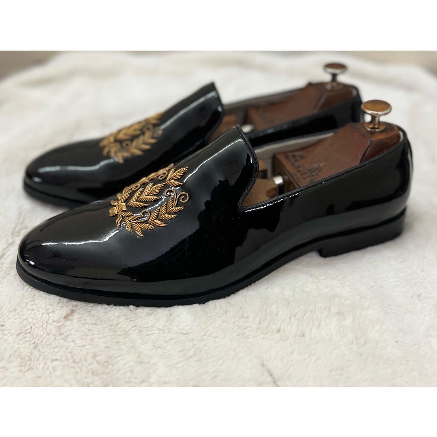 Black Leaf Zardosi Slipon Patent