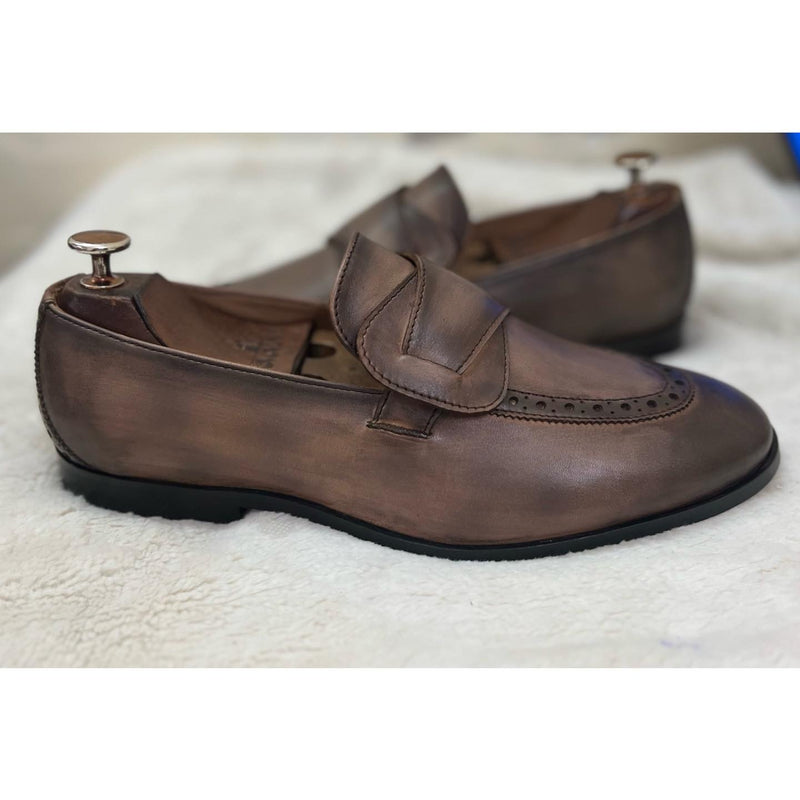 Butterfly Loafers Hand Patina Light Brown