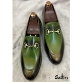 Green Hand Finished Horsebit Loafers