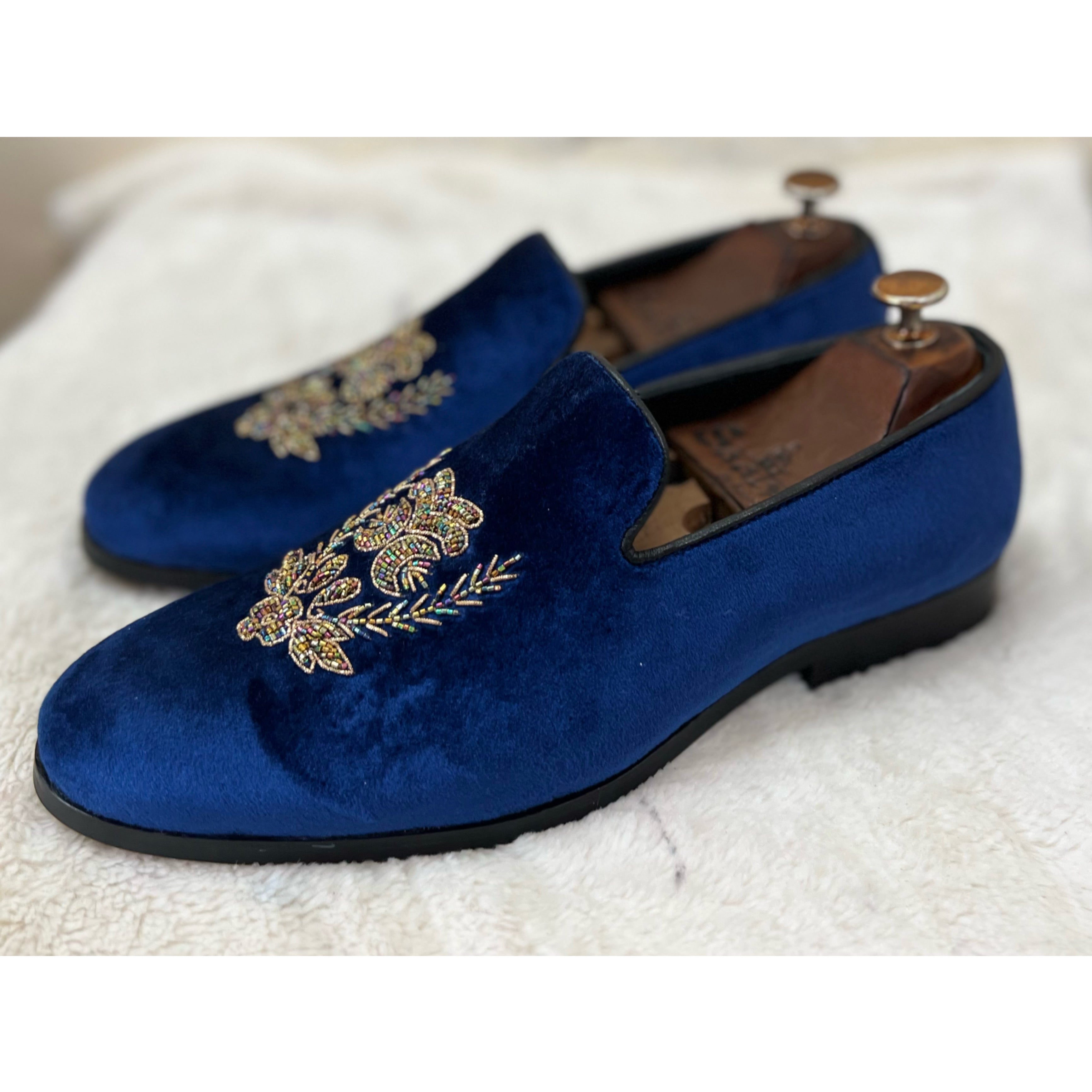 Blue Velvet Multi Colour Slipons