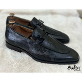 Snake Embossed Loafers Black