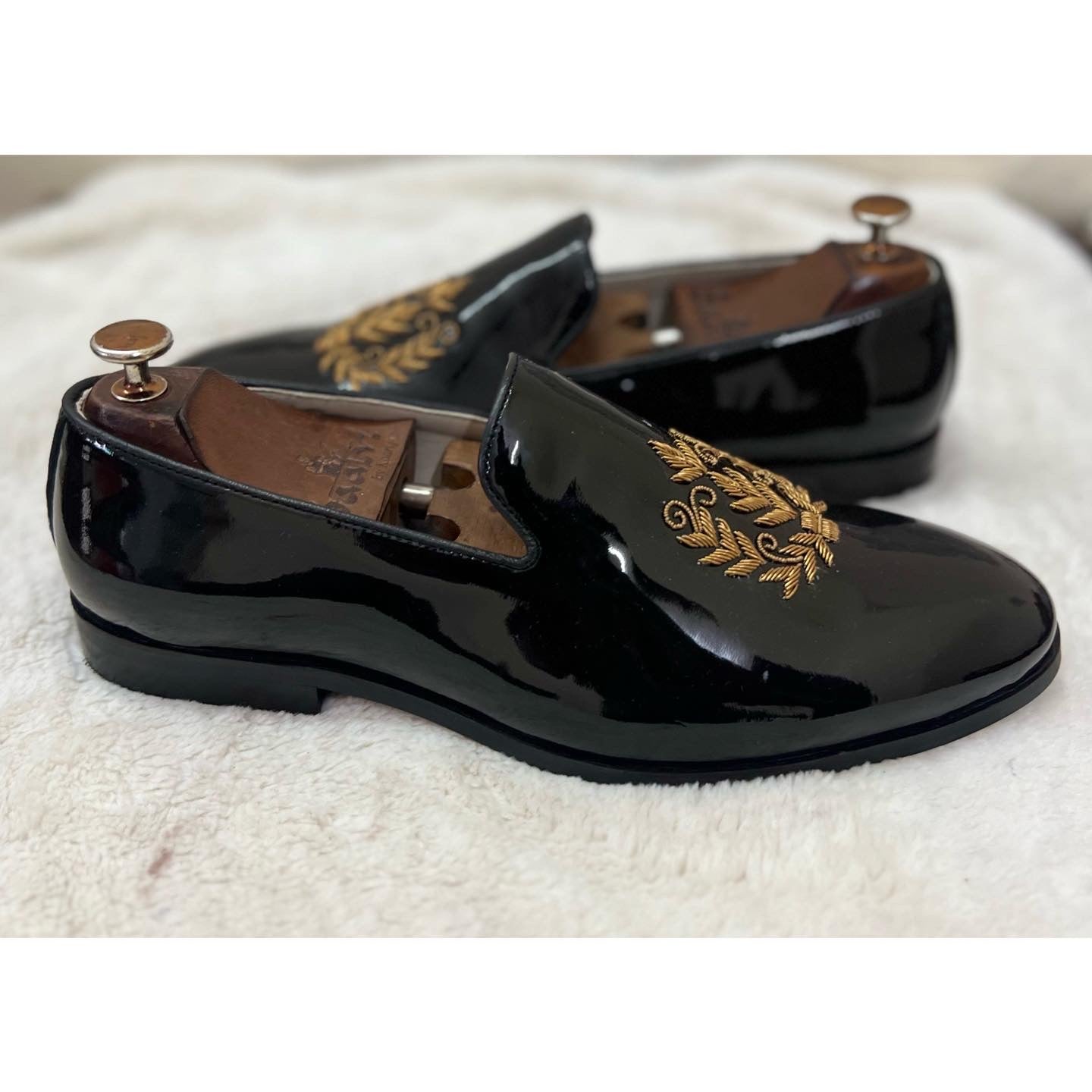 Black Leaf Zardosi Slipon Patent