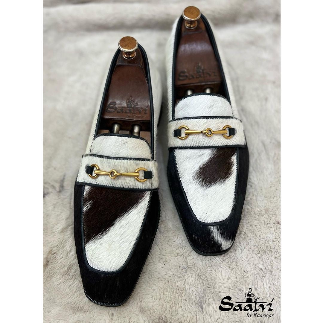 Hairon Leather Loafers With Metal Trim