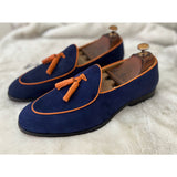Belgain Loafers With Tassel Blue