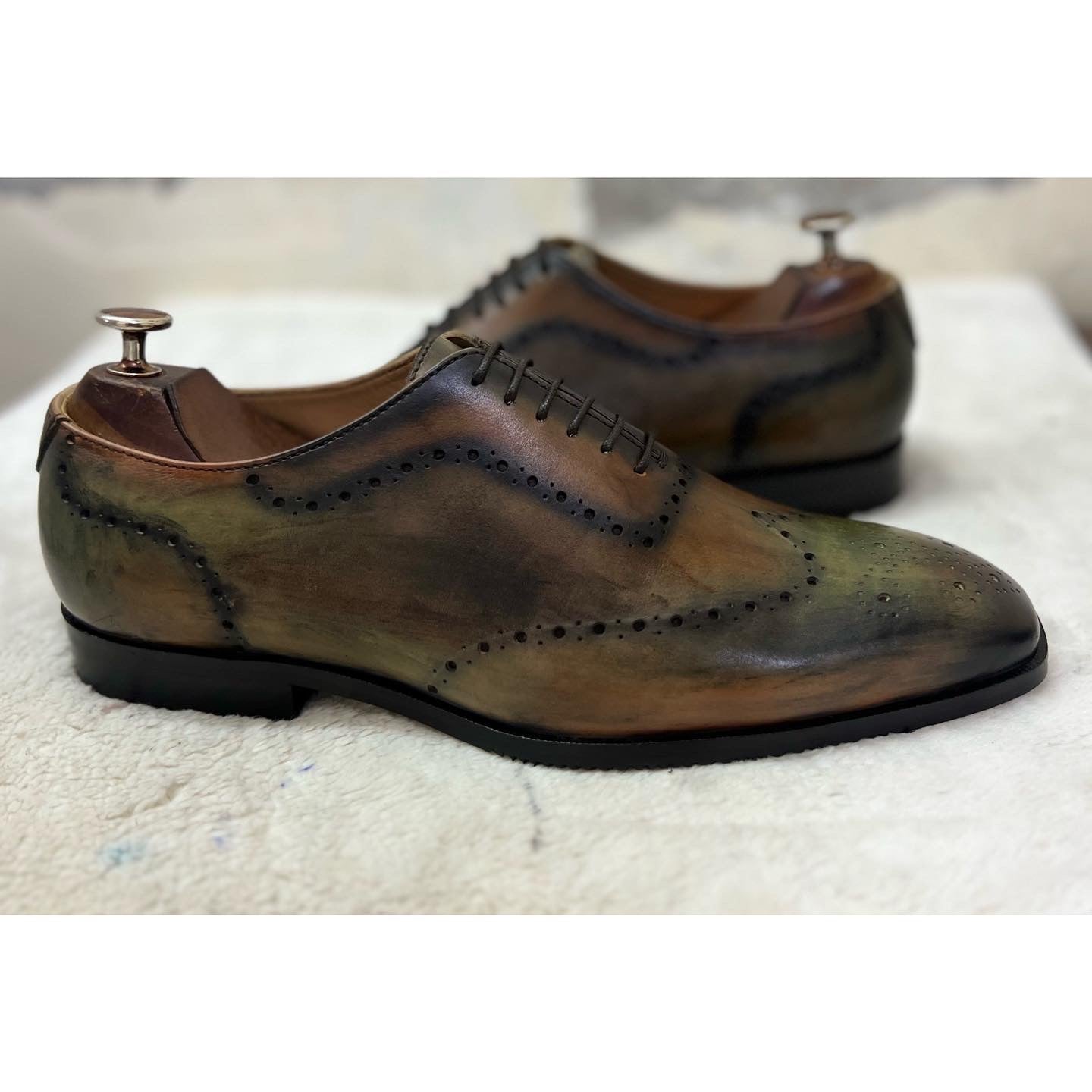 Multi Wholecut Laceups Hand Patina