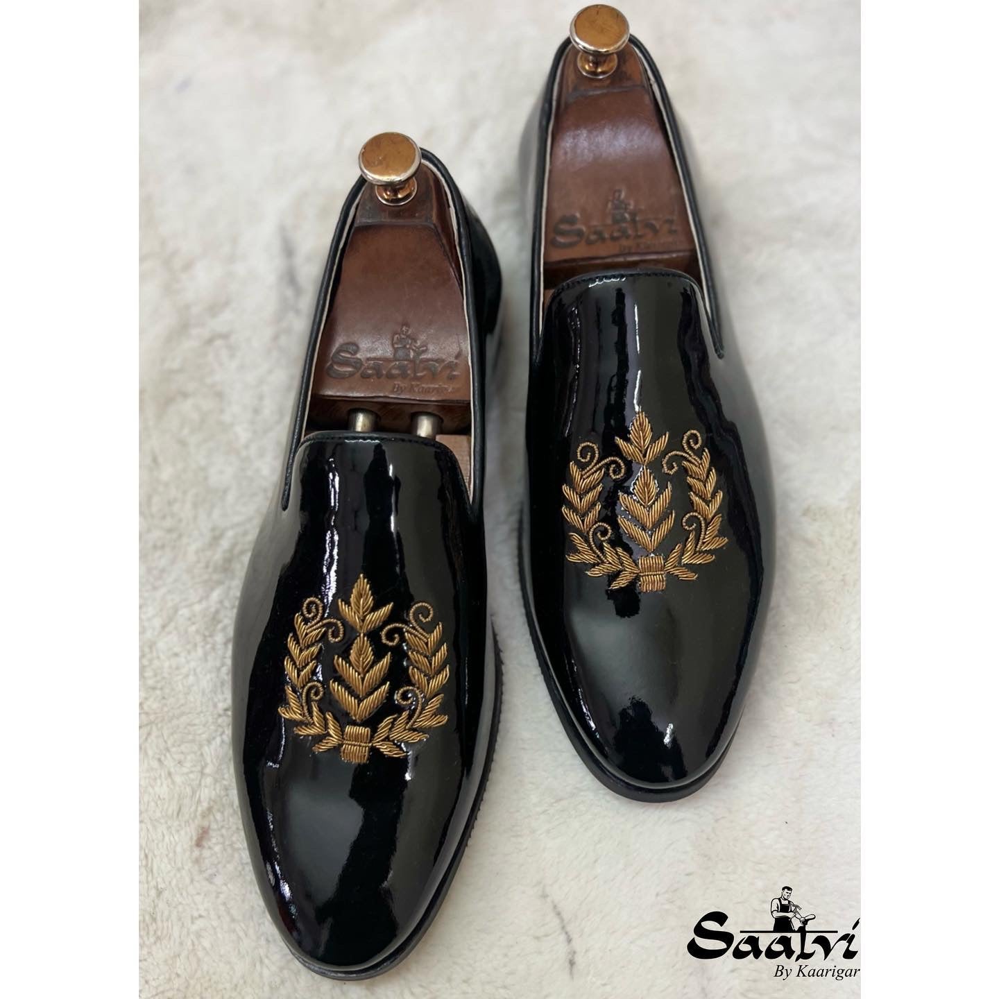 Black Leaf Zardosi Slipon Patent