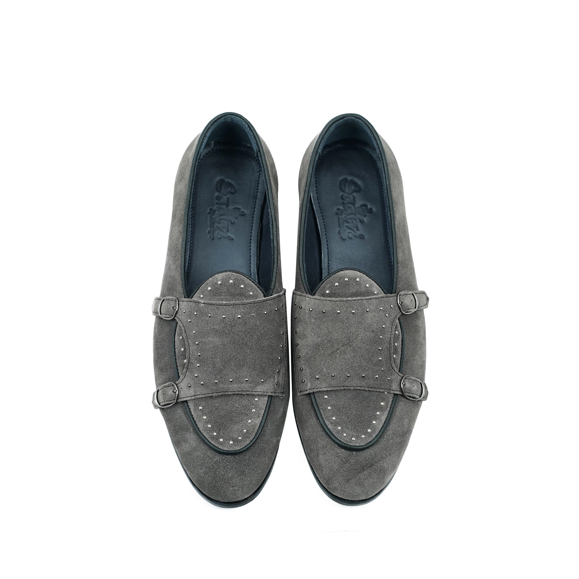 Grey Suede Belgian Monk Strap