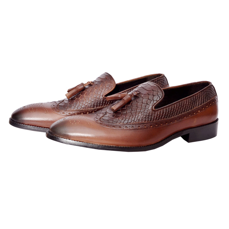 Twin Texture Wingcap Loafers Python