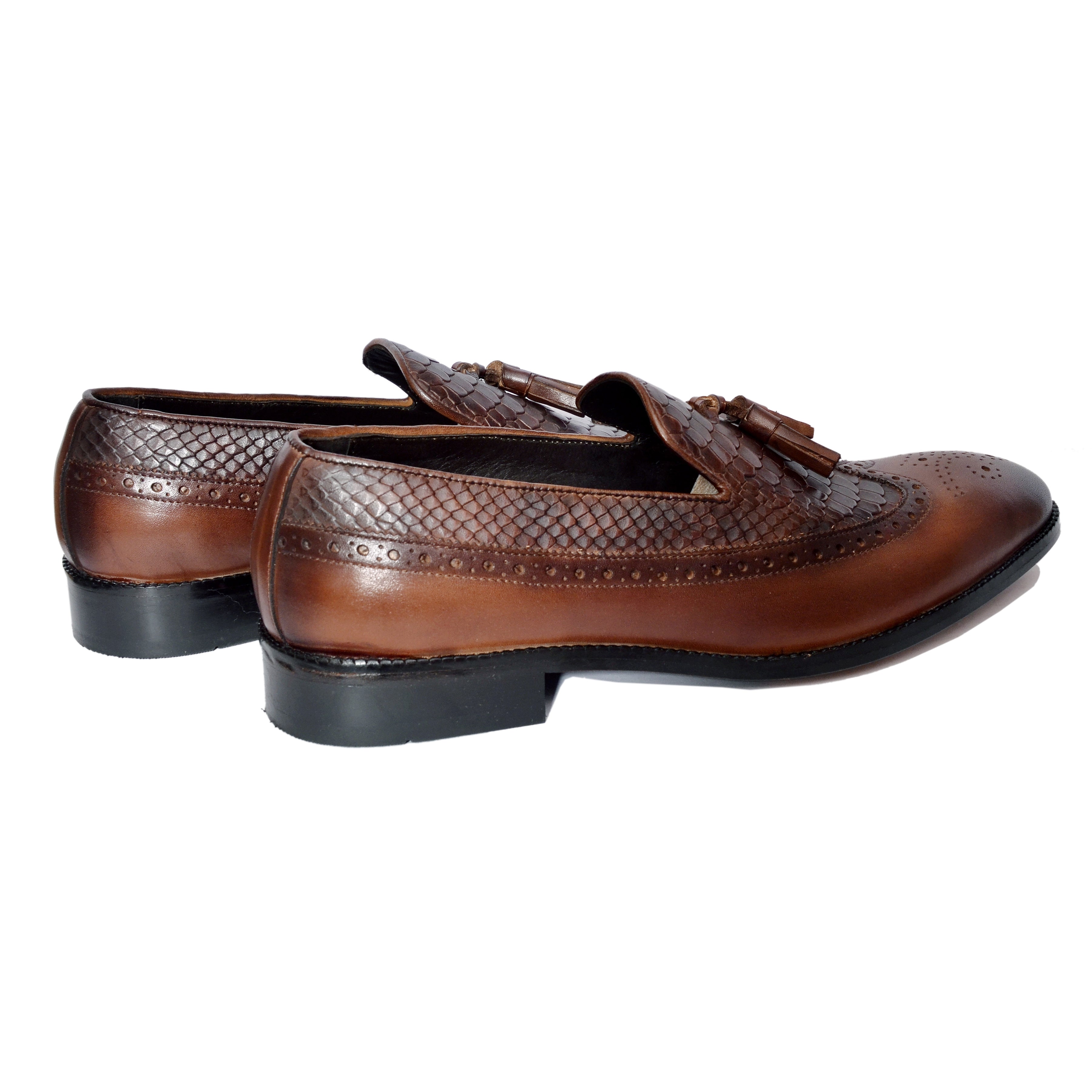 Twin Texture Wingcap Loafers Python