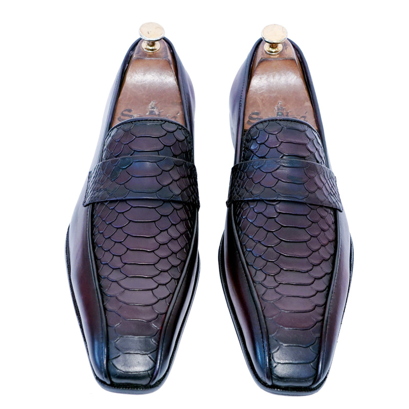 Python Leather Loafers Wine t