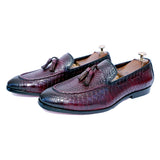 Python Embossed Loafers With Tassels