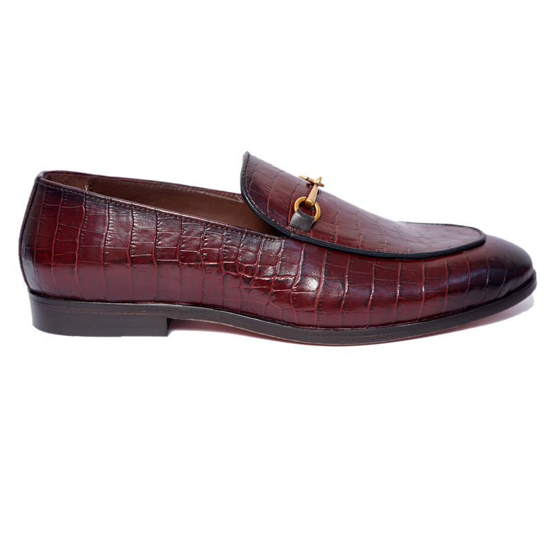 Croco Embosssed Loafers With Metal Trim