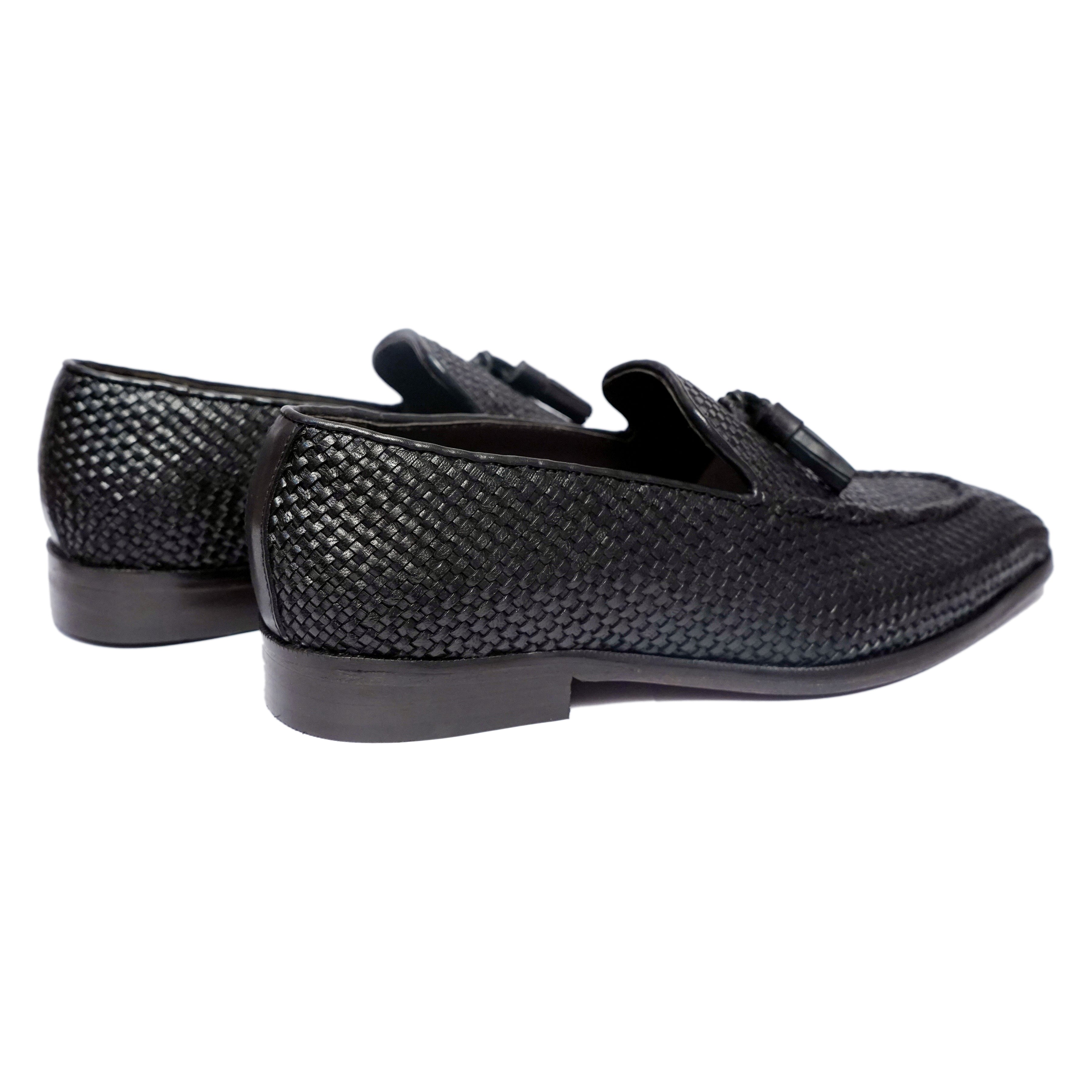 Tassel Loafers Black Weave