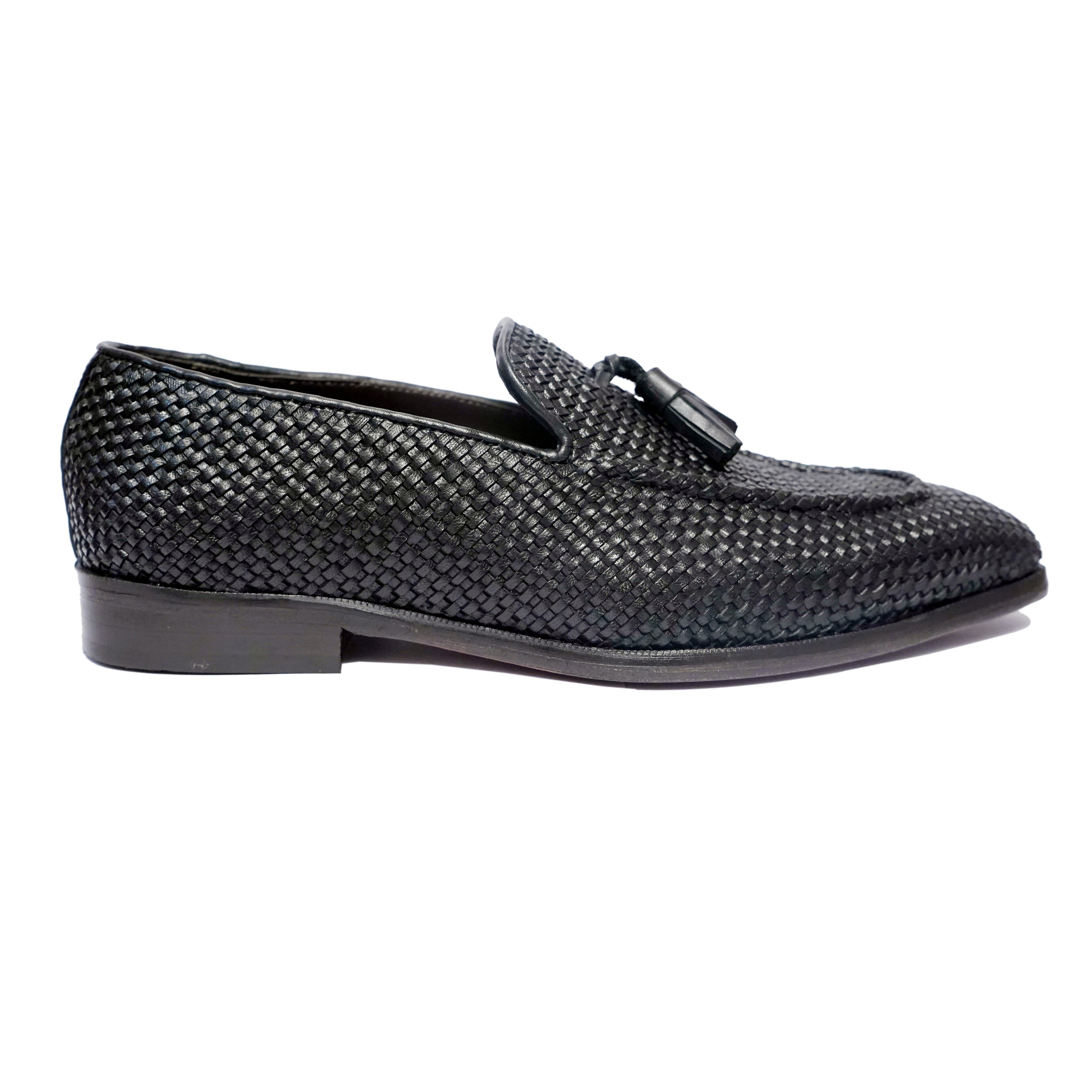 Tassel Loafers Black Weave