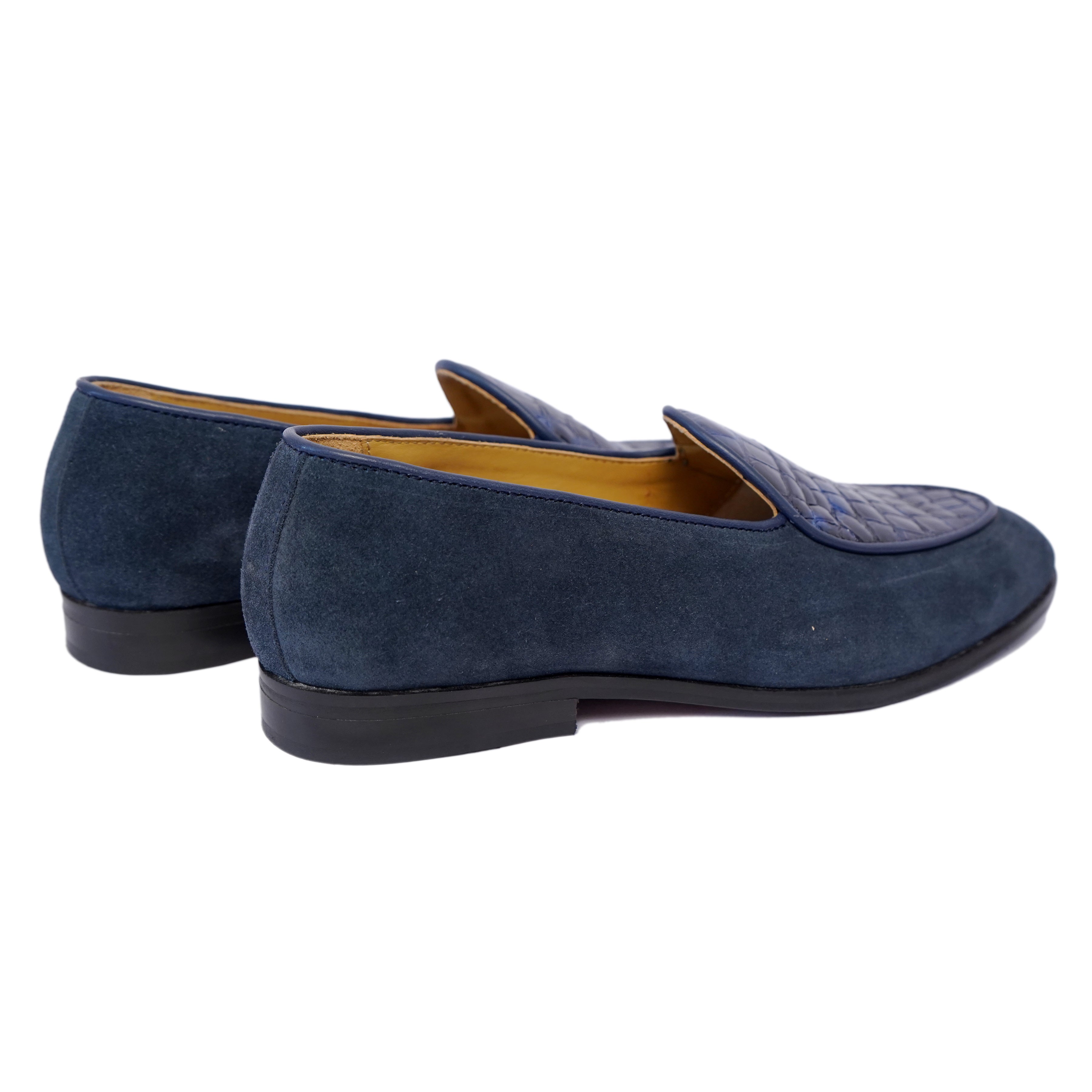 Belgian Loafers Blue Suede