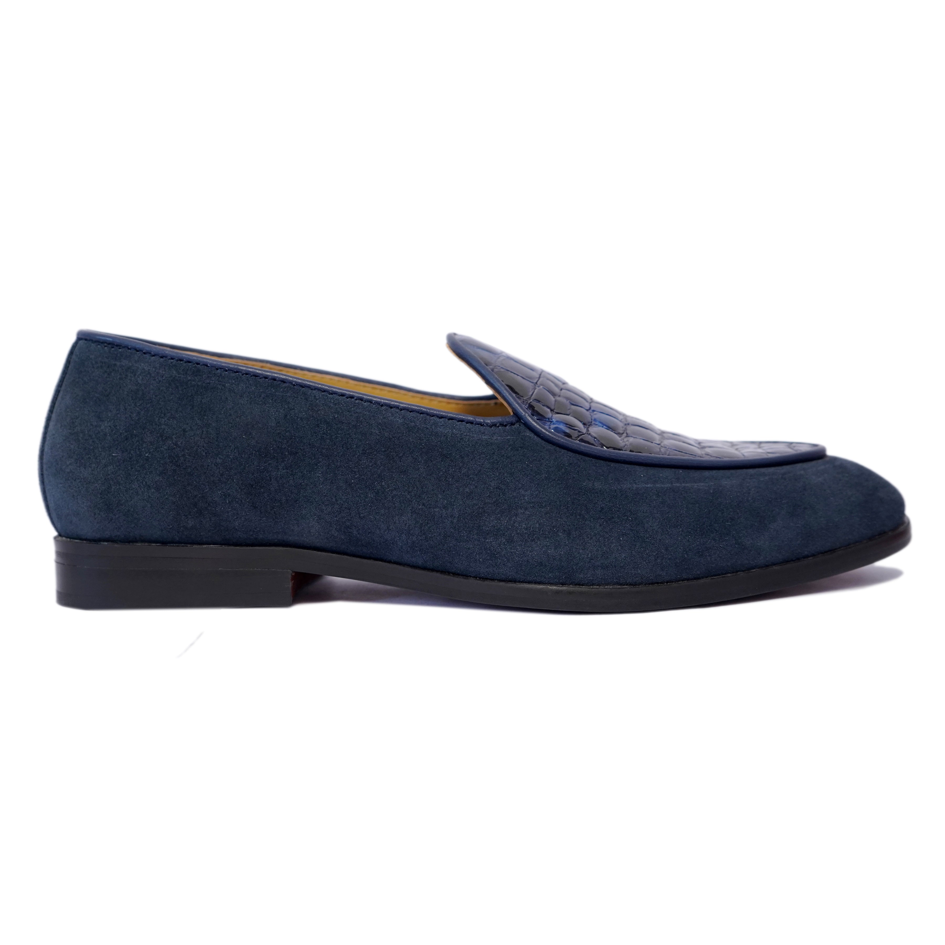 Belgian Loafers Blue Suede