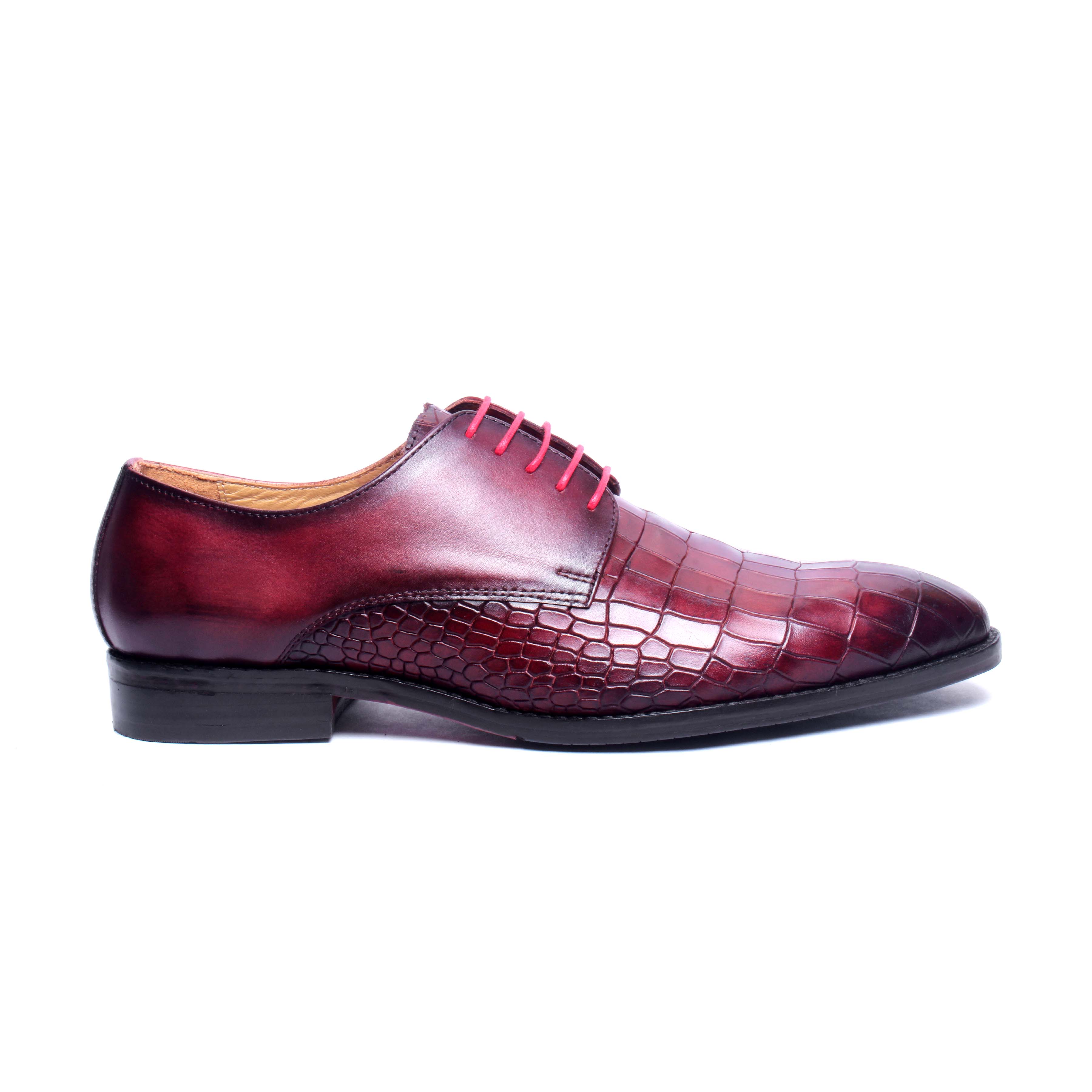 Wine Deep Cut Croco Derby