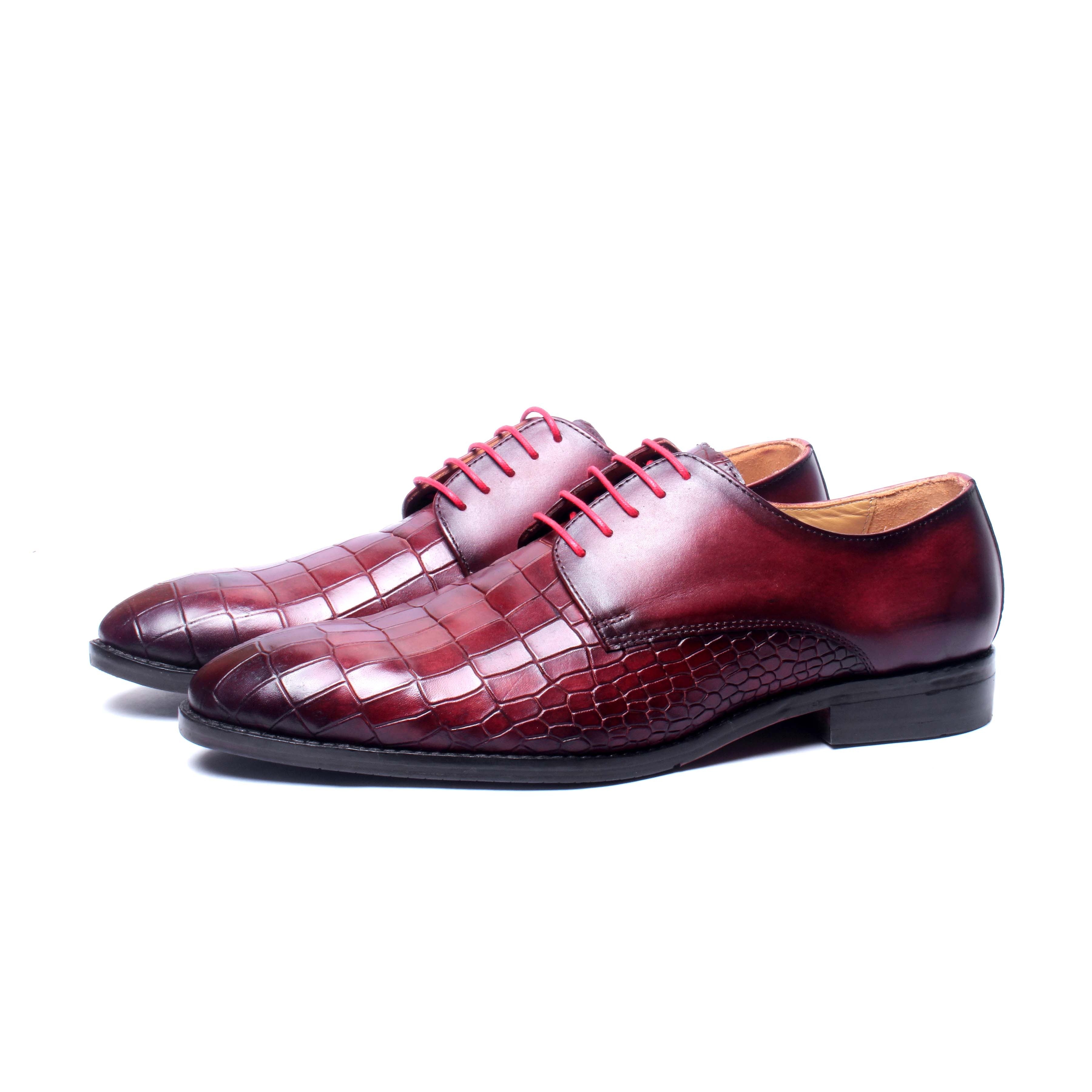 Wine Deep Cut Croco Derby