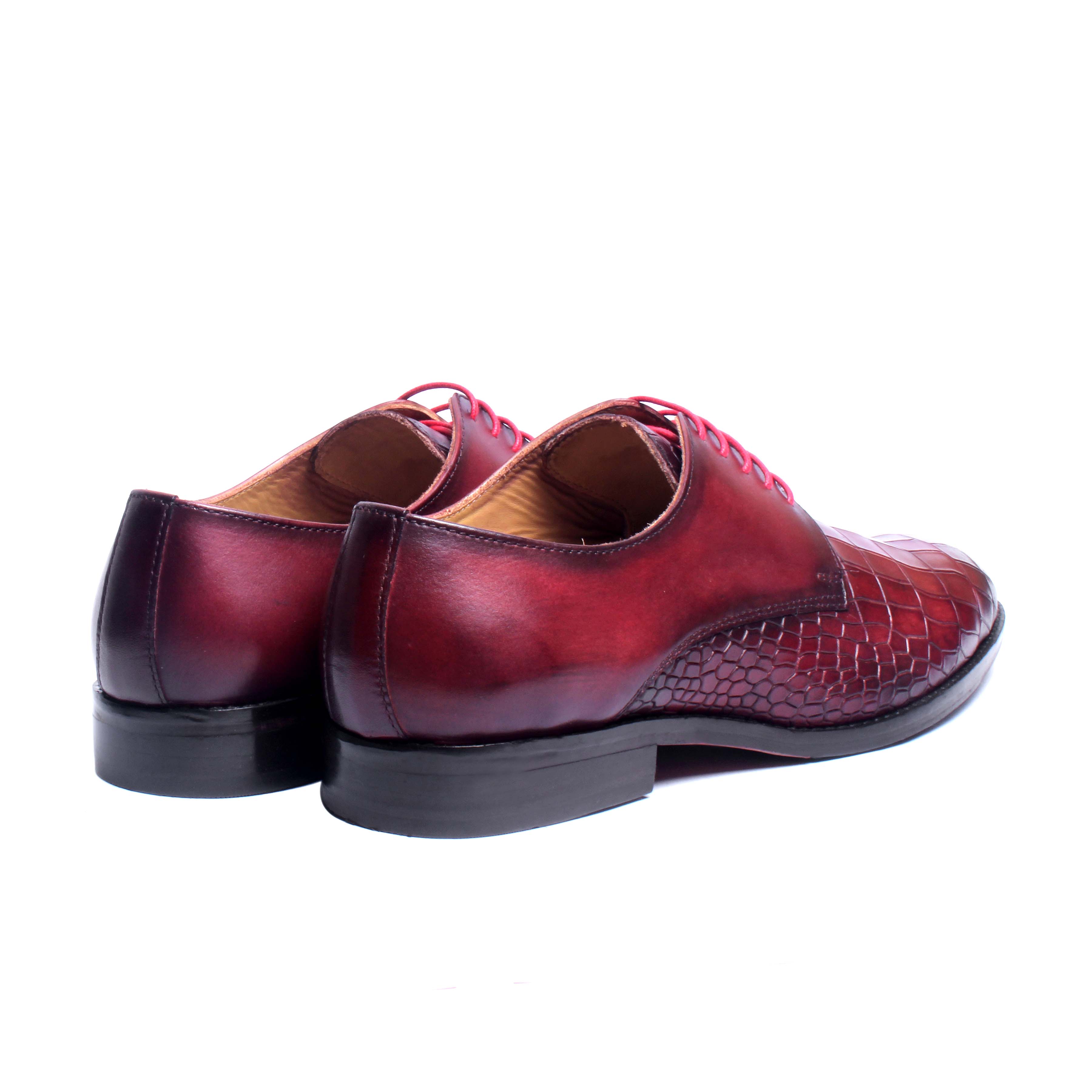 Wine Deep Cut Croco Derby