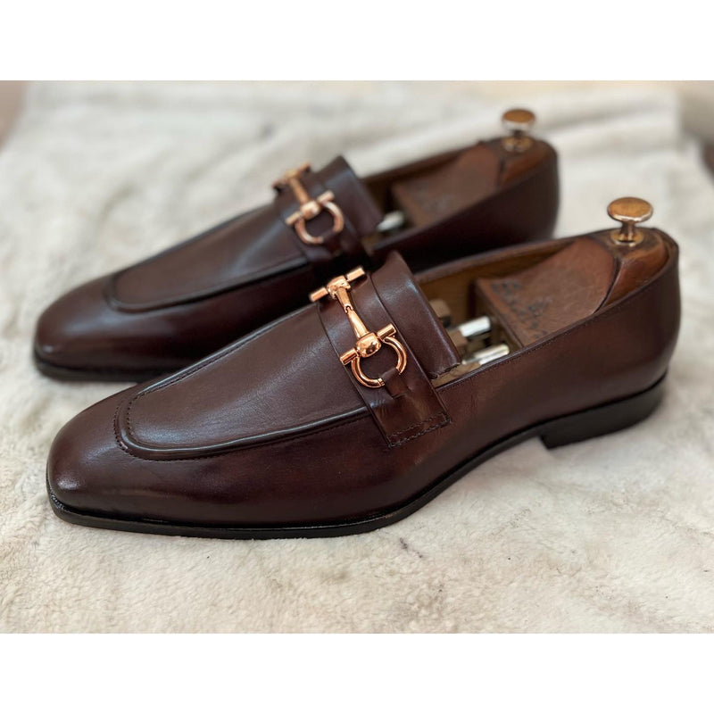 Brown Loafers With Metal Trim - T
