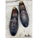 Crocodile Embossed Horsebit Loafers