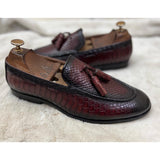 Python Embossed Loafers With Tassels R