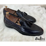 Python Embossed Loafers With Tassles