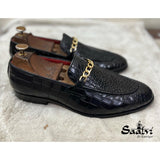 Croco Loafers With Chain