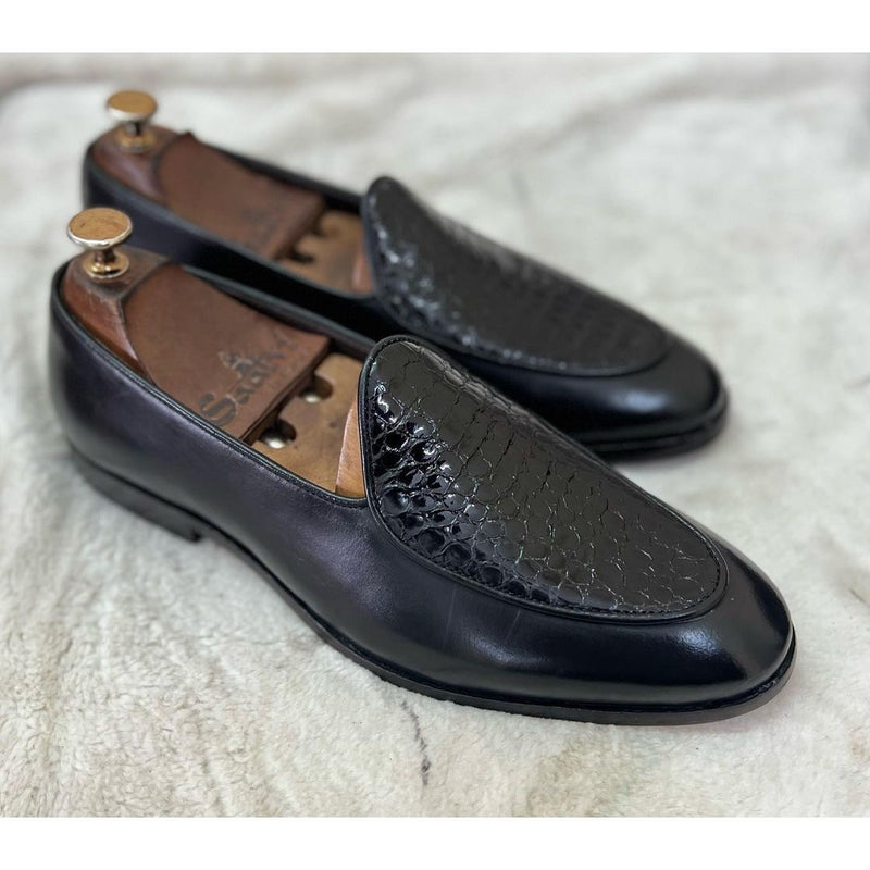 Belgian Loafers With Patent Croco