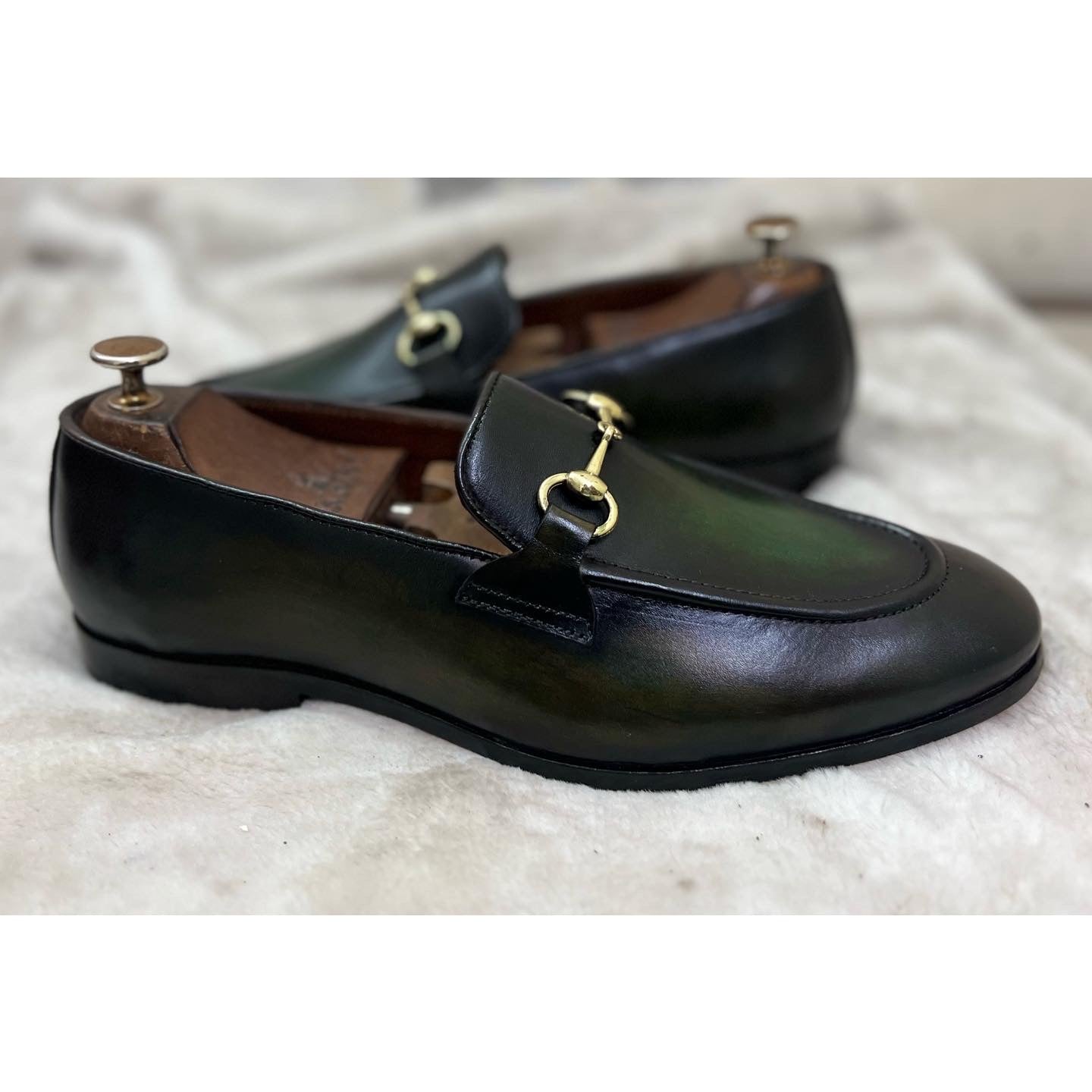 Horsebit Loafers Green Hand Patina