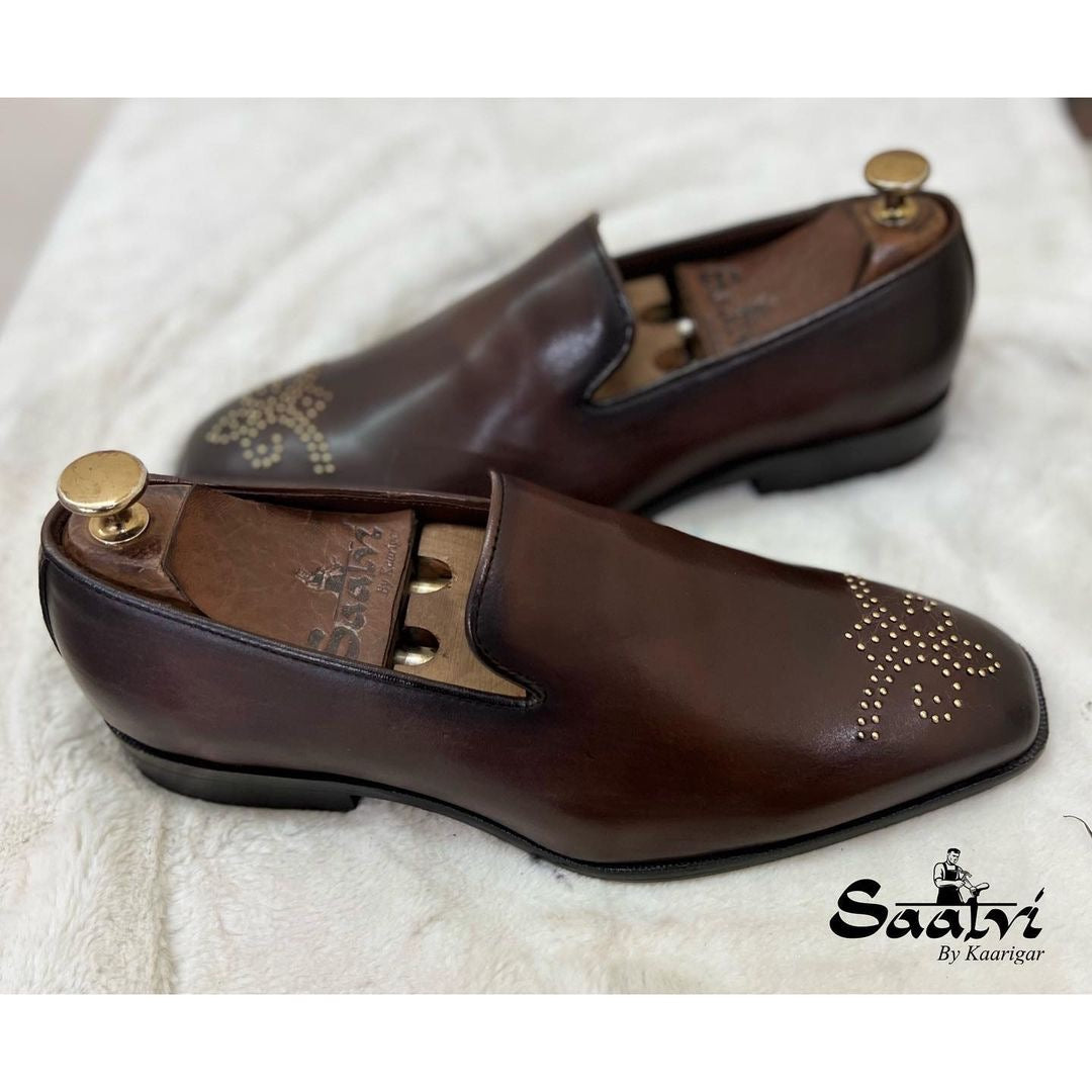 Brown Slipons With Bajri