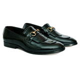 Horsebit Loafers With Fringes- Blk Calf