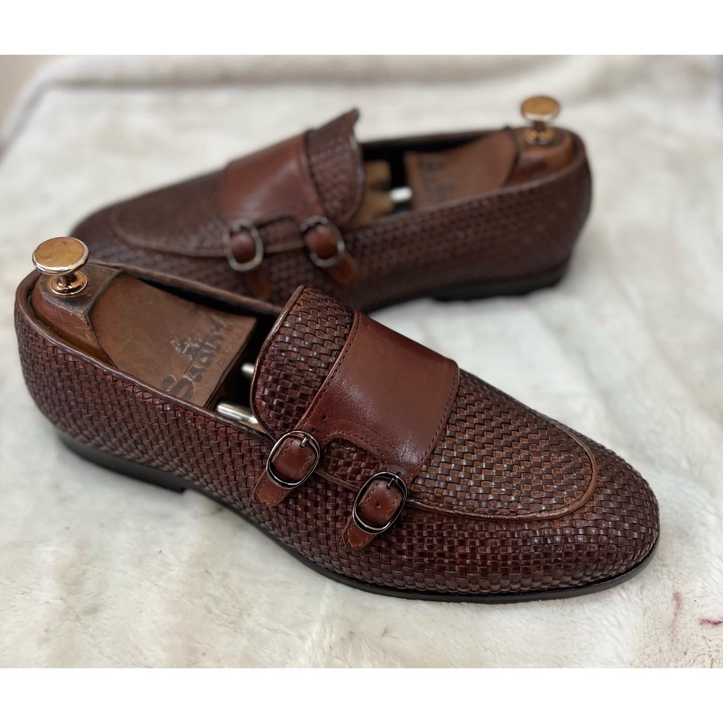 Double Monk Strap Loafers Tan